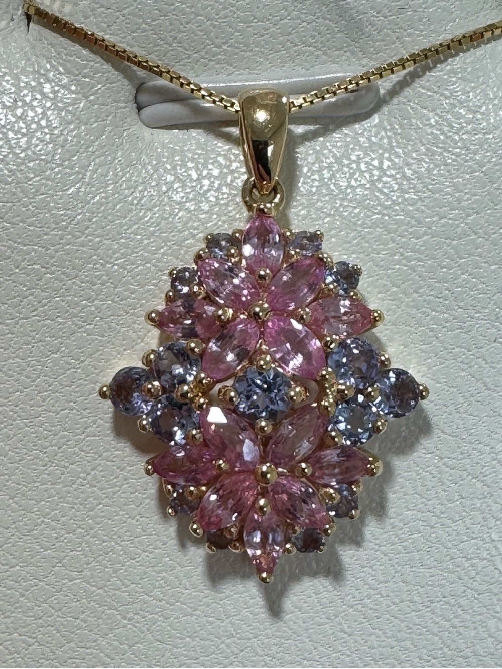 14k YG Pink Sapphire & Tanzanite Necklace